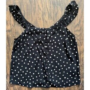 Madewell Women’s Black & White Polka Dot Camisole Tank Ruffle Sleeve Size 6